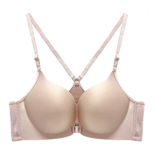 防滑无钢圈性感美背聚拢小胸内衣前面扣的文胸女胸罩牌子正品品牌