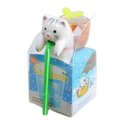 创意可爱卡通动物吸管头上长草娃娃桌面种草小盆栽迷你植物绿植