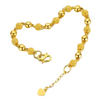 古法沙金仿真黄金锡金包银实心光沙珠手链女款轻奢高级感送女朋友