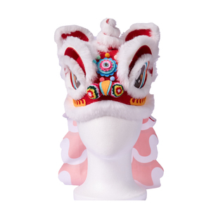 新年春节虎头狮子头舞狮马年不织布醒狮帽头饰手工diy幼儿园亲子