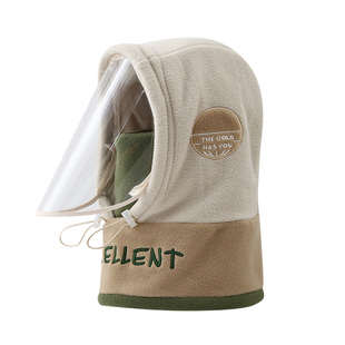 儿童帽子冬季厚款宝宝毛绒帽围巾一体帽防风面罩抗寒外出骑车护耳