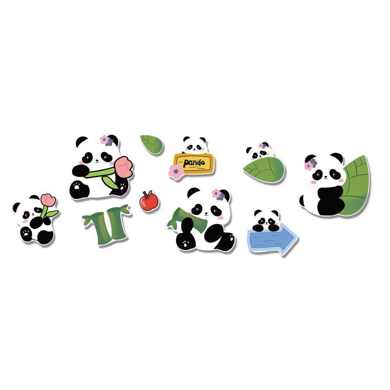 幼儿园环创主题墙成品熊猫墙面装饰文化贴纸大厅形象卡通春天布置