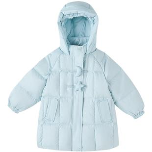 笛莎官方旗舰童装女童中长羽绒服秋冬季新款宝宝儿童三防加厚外套