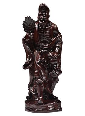 黑檀实木质雕刻活佛济公摆件降龙罗汉佛像家居客厅装饰工艺品摆设