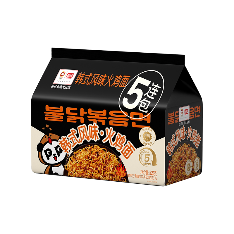 盼盼韩式风味火鸡面5包袋装拌面方便面泡面速食免煮懒人宵夜泡面