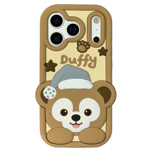 @BOBBY PLANET日本新品~达菲熊雪莉玫情侣款硅胶壳柔软防摔适用iphone17Promax手机壳苹果16543可爱卡通粉色