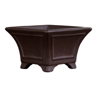 紫砂精品花盆小口径四方奎面斗笠收腰方盆桌面盆景中式简约室内