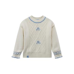 TeenieWeenie Kids小熊童装秋冬季款女童甜美风针织刺绣加绒毛衣