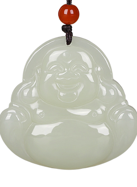 灵隐天然和田玉佛公吊坠观音挂件