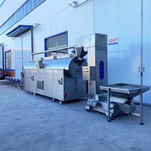 腰果电磁炒货流水线电磁加热自动控温炒货机花生炒制滚筒炒药机