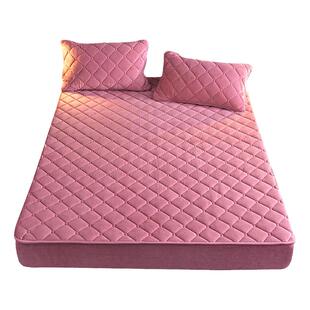 冬季牛奶水晶绒夹棉床笠150x190m全包加厚保暖床罩防滑床垫保护套