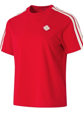 adidas阿迪达斯新年款短袖2026春季运动休闲本命年红色T恤 KV0506