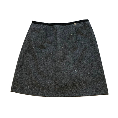 灰色亮片毛呢半身裙女冬款