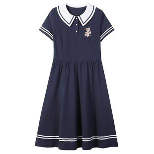 初中生短袖连衣裙夏装少女潮流新日系水手服中长款JK服学院风裙子