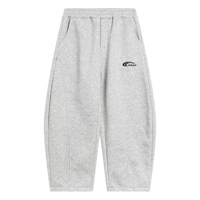 韩范刺绣一体绒直筒阔腿运动卫裤