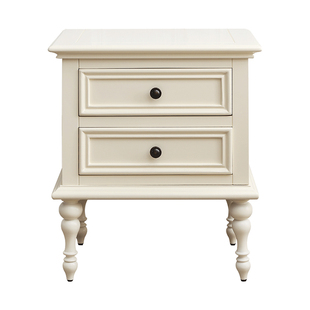 美式实木床头柜白色抽屉储物收纳柜小户型床边灯柜现代简约边几