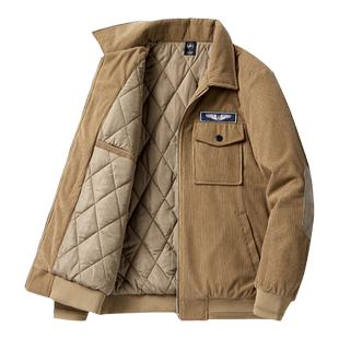 灯芯绒棉衣男短款2025新款冬季工装外套韩版潮流棉袄条绒翻领棉服