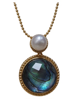 astudio925纯银炫彩葫芦圆牌项链