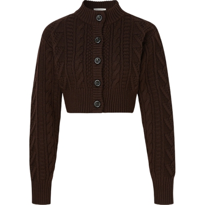 【折扣】Emilia Wickstead 秋冬短款绞花羊毛混纺针织开襟衫