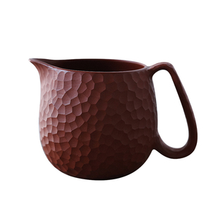 寻臣紫砂朱泥焐灰锤纹龙蛋公道杯200ml锤目纹分茶器带把