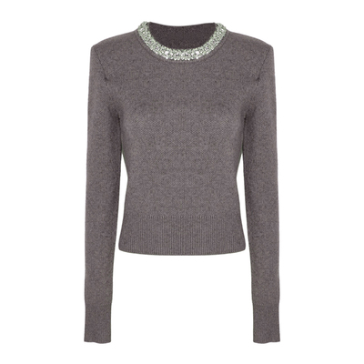 DPLAY含羊毛灰色毛衣冬季新款女装好看时尚流行长袖上衣针织衫