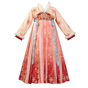 汉服女童秋冬2025新款儿童冬装国风加绒连衣裙小女孩冬季古装裙子
