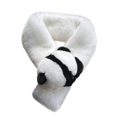 可爱小熊猫皮草围巾保暖毛毛围脖