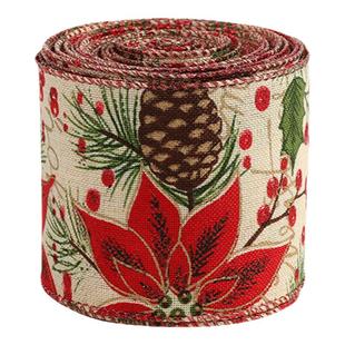 麻布圣诞缎带圣诞树藤条花环装饰丝带织带派对用品氛围布置彩带