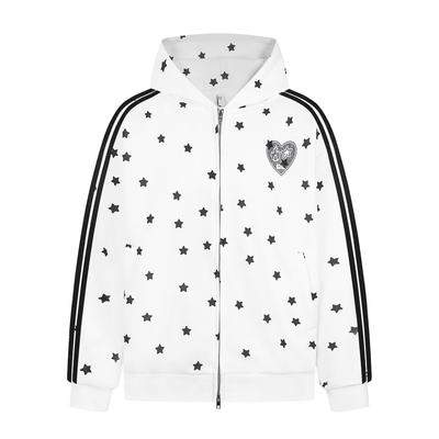 美式满印星星条纹卫衣外套