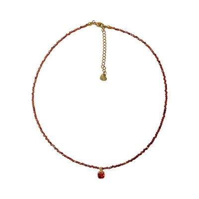 橙色切面石榴石方形红色锆石吊坠