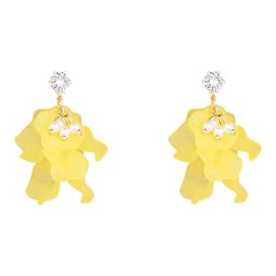 黄色花朵流苏耳环耳坠珍珠款轻奢甜美高级感耳钉2026新款夸张耳饰