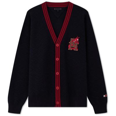 Tommy龙年系列拼色宽松开衫毛衣