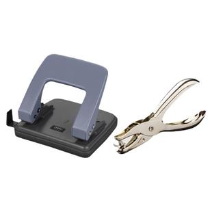 得力打孔机打洞器单两双孔2孔定位打孔器单孔手动档案资料A4纸活页装订圆孔小型纸张办公用品0102