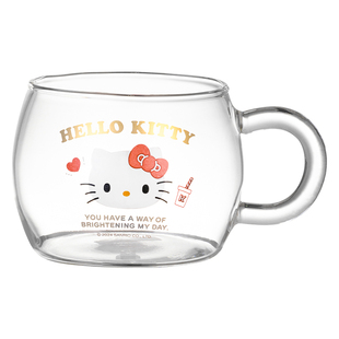 HelloKitty高硼硅耐热玻璃杯女生高颜值家用水杯儿童牛奶早餐杯子
