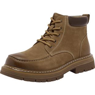 百思图2025冬季商场新款加绒保暖马丁靴户外工装靴男短靴WF519DD5