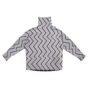 MIICHOUS米丘寺 都柏林夜晚3.0撞色水波纹提花高领毛衣打底针织衫