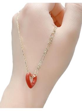 法式红色桃心爱心链条潮项链轻奢小众高级感女圣诞复古心形锁骨链