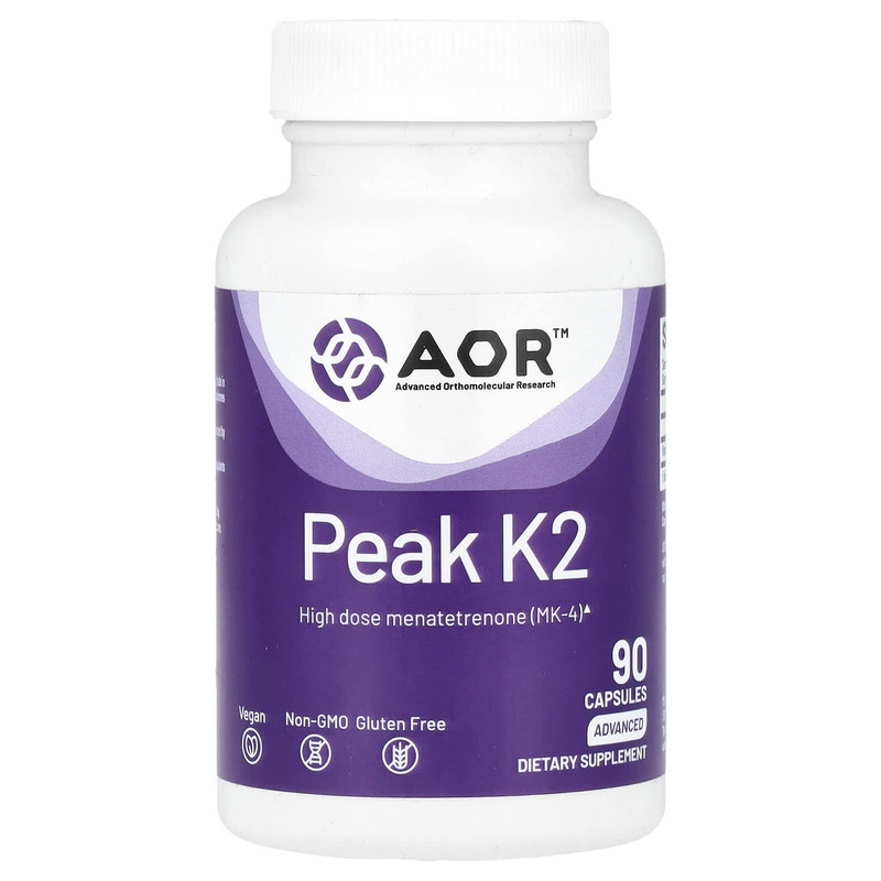 Advanced Orthomolecular Research AOR,Peak K 2,90 粒素食胶囊