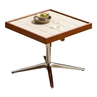 中古风茶几瓷砖桌面不锈钢升降桌子创意小户型客厅小方桌阳台茶台