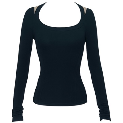 GYOKUU长袖薄款网纱拼接针织上衣