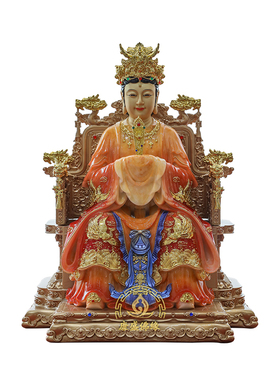 三霄娘娘神像汉白玉叠染供奉摆件
