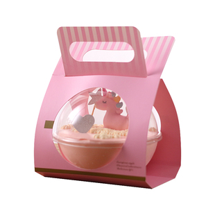 手提慕斯蛋糕透明空心圆球形波奇饭水果捞沙拉烘焙西点包装打包盒