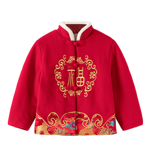 儿童拜冬年服男童过年衣服红色喜庆风女童拜年服姐弟装新年服套装