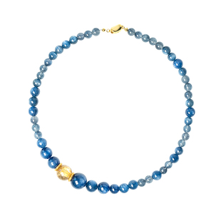 喜运宝「喜运予我」蓝晶石金钛晶蓝兔毛项链设计款新中式珠宝首饰