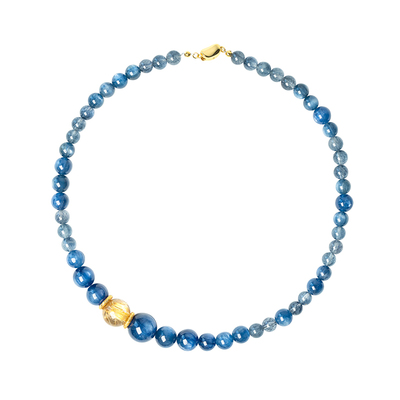 喜运宝新中式蓝晶石金钛晶项链