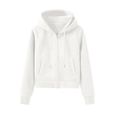 小个子韩系chic白色短款卫衣外套