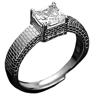 不到长城非好汉 999纯银镶钻戒指原创设计小众高级中国风开口男女