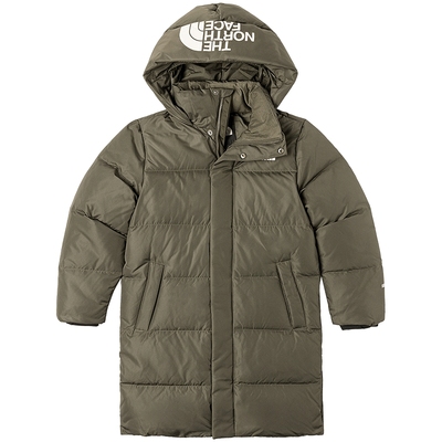 北面儿童长款防泼水鹅绒服