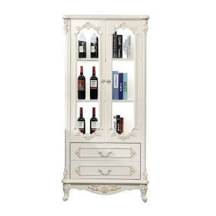 新款智能带灯欧式酒柜感应储物柜餐边柜轻奢边柜角柜白色象牙白