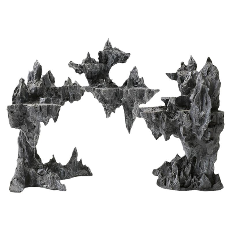 鱼缸造景迎客松山谷积木成品悬空